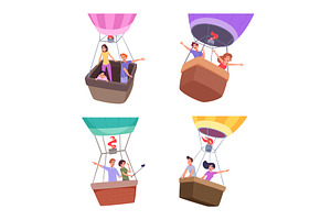 Air balloon. Tourists, happy, a Transportation Illustration by Onyx