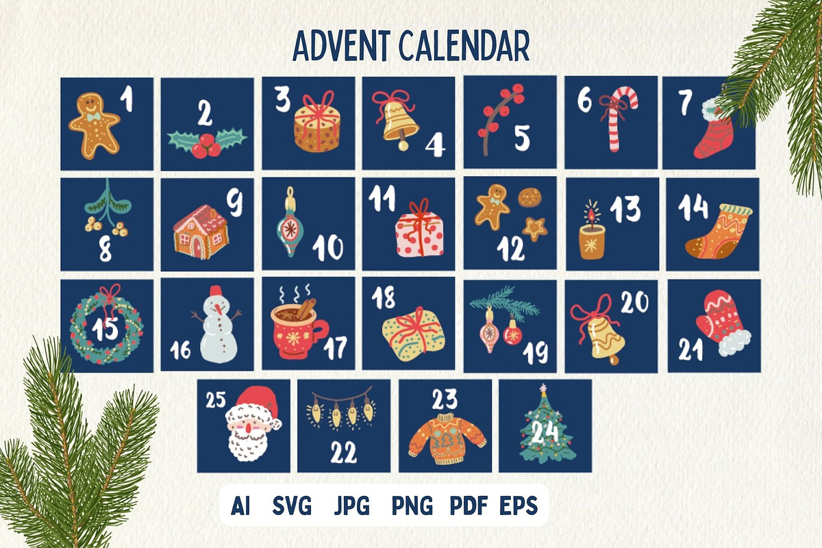 Cozy Christmas Advent Calendar, a Seasonal Illustration by Checks & Dots (Photo 1 of 4)
