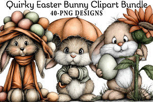 Quirky Easter Bunny Clipart Bundle, an Illustration by Daily.Designs