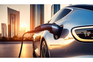 An electric car charging at sunset, a Transportation Photo by Igor Tichonow