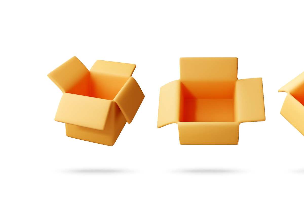3D Set of open empty cardboard box, a Transportation Illustration by Abscent (Photo 3 of 3)