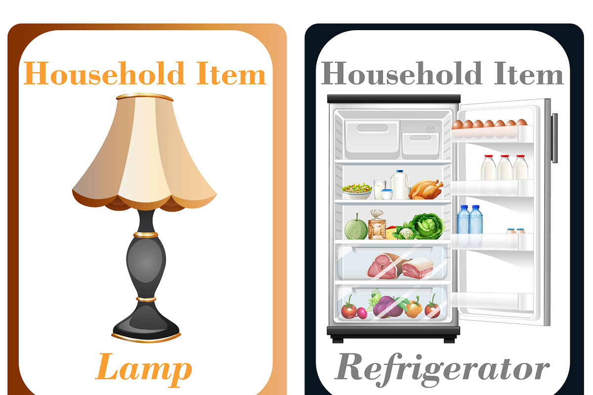 Household Items Flash Cards for Kids, a Card Template by DigitalsDesigns (Photo 2 of 4)