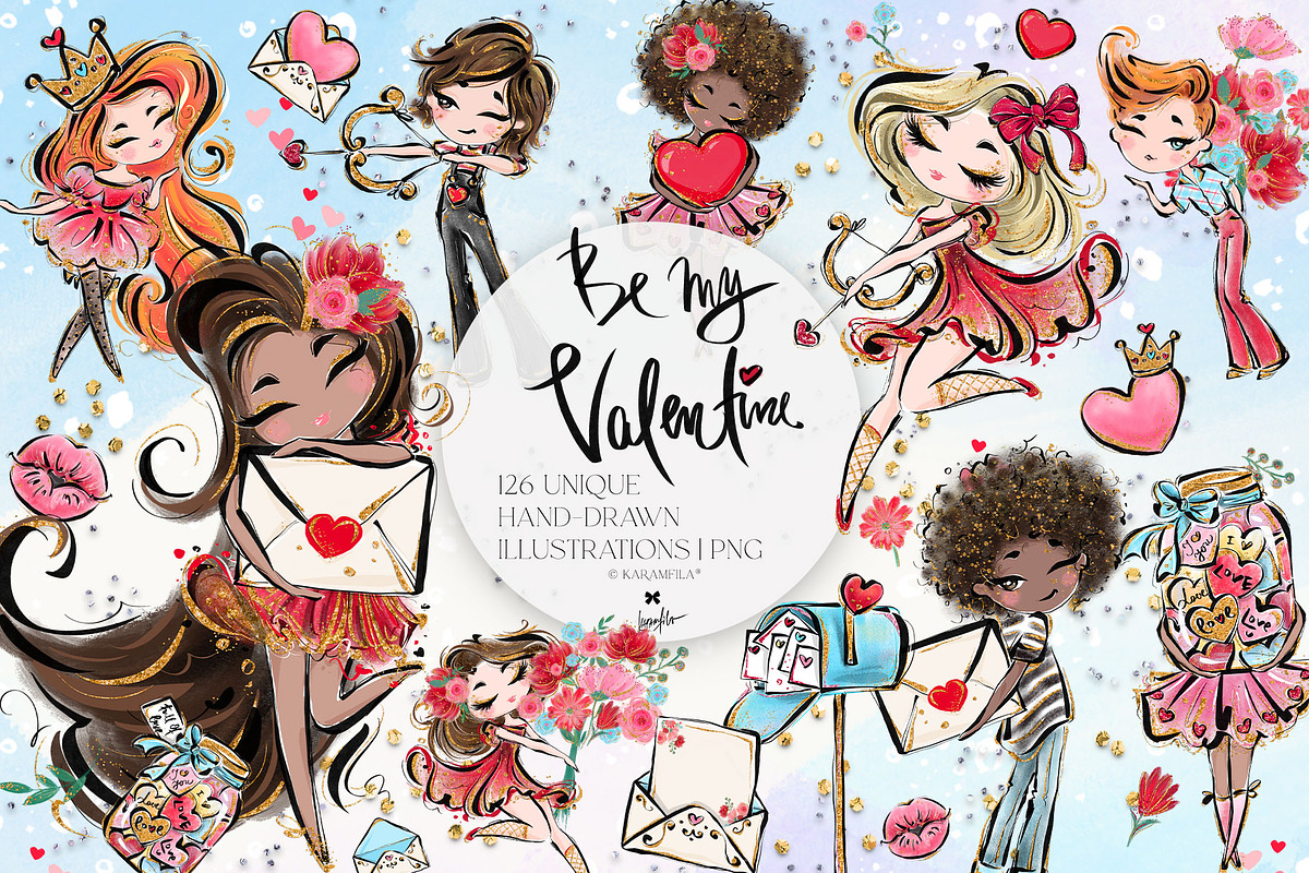 Valentine Icons PNG Glitter Clipart, a Seasonal Illustration by KaramfilaS (Photo 1 of 8)