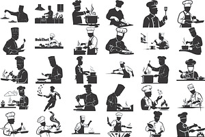 High-quality chef cooking silhouette, an Illustration by Amazin_art