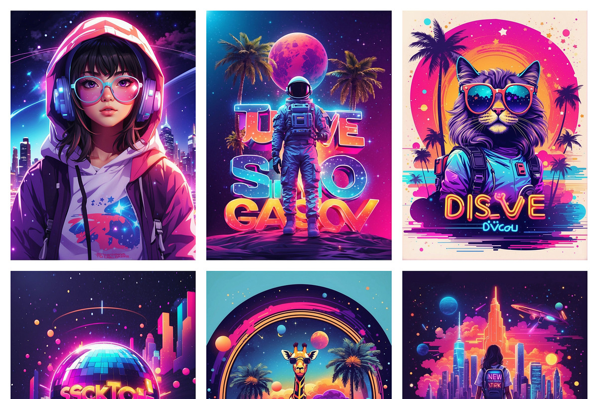 Neon Space Holographic Backgrounds, a Background Graphic by by creative paper (Photo 2 of 6)