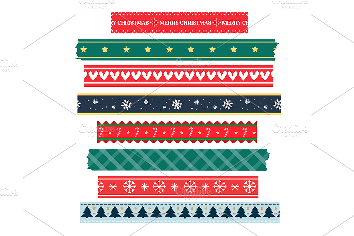 Christmas washi tapes collection, a Decorative Illustration by Elen_Art