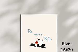 Whimsical Nursery Room Puffin Poster