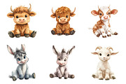 Watercolor Farm Animal Clipart, a Transportation Illustration by SinaCreation (Thumbnail 2 of 6)