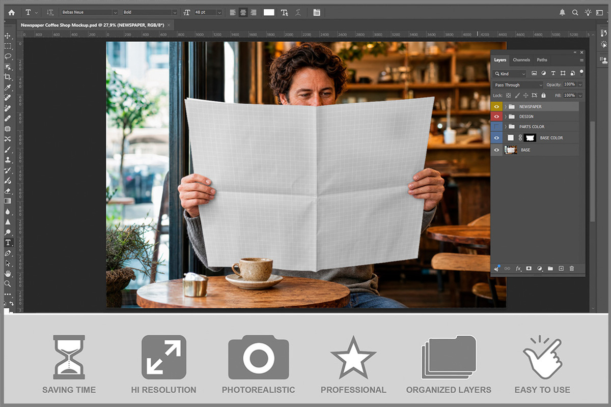 Newspaper Coffee Shop PSD, an Advertising Mockup by Bruno's Shop (Photo 2 of 3)