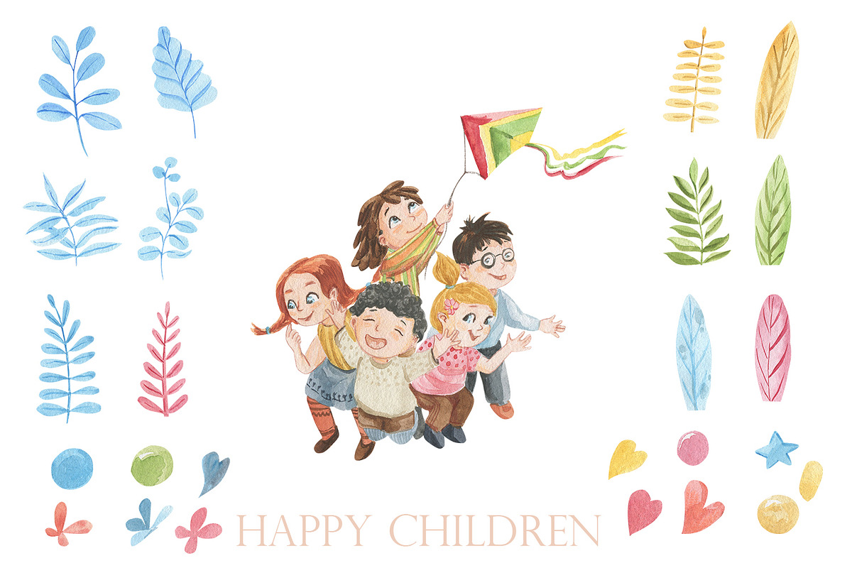 Happy children, an Illustration by Love Watercolor Store (Photo 3 of 6)