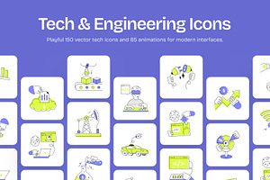 Tech and Engineering Icons Bundle, an Outline Icon by Creative Stall