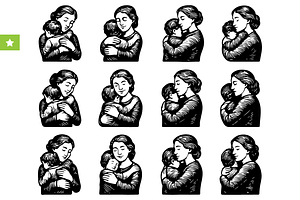 Mother and Child Embrace, an Object Graphic by RT Studio