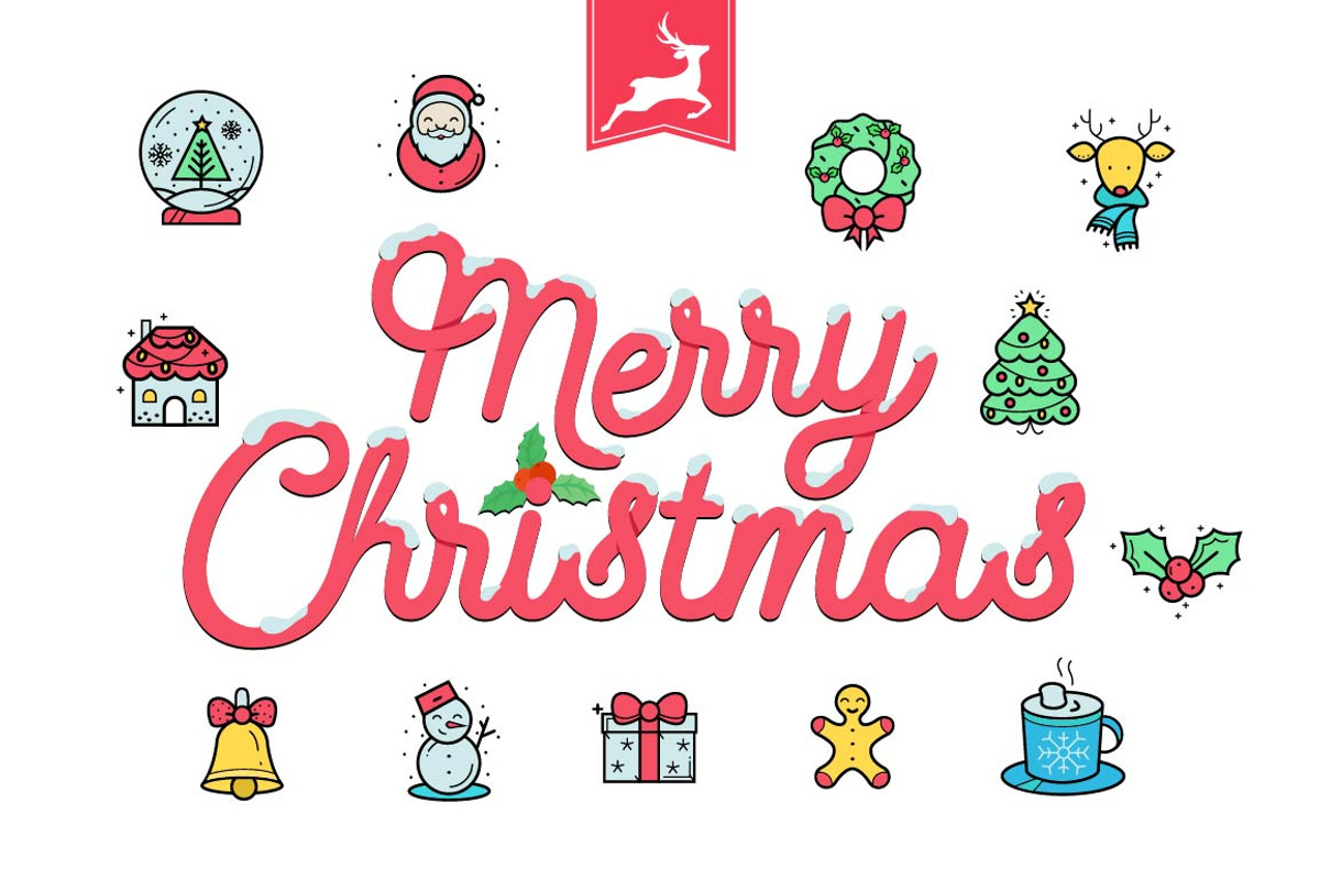 Christmas Icons in 3 different style, an Outline Icon by VectorBakery (Photo 4 of 6)