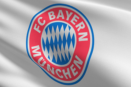 FC Bayern Munich Flag blowing in the wind. Emblem of Football Cl, a Photo by Tampatra