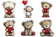 Valentine’s Day Teddy Clipart, an Illustration by Craft Nest (Thumbnail 2 of 11)
