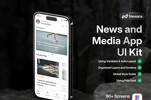 Newara - News & Article Mobile App U, an UI Kit Template by Semusim Visual