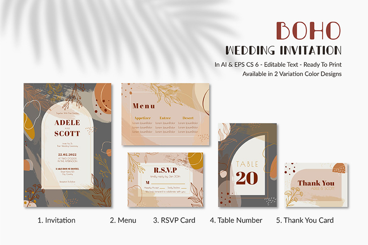 BOHO Wedding Invitation Set, an Invitation Template by Lyllopop (Photo 2 of 3)