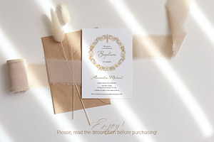 Baptism Invite Card Template Wreath