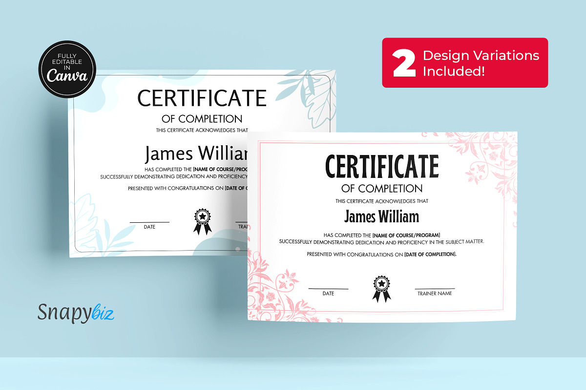 Certificate of Completion Template, a Print Template by Snapybiz (Photo 8 of 20)