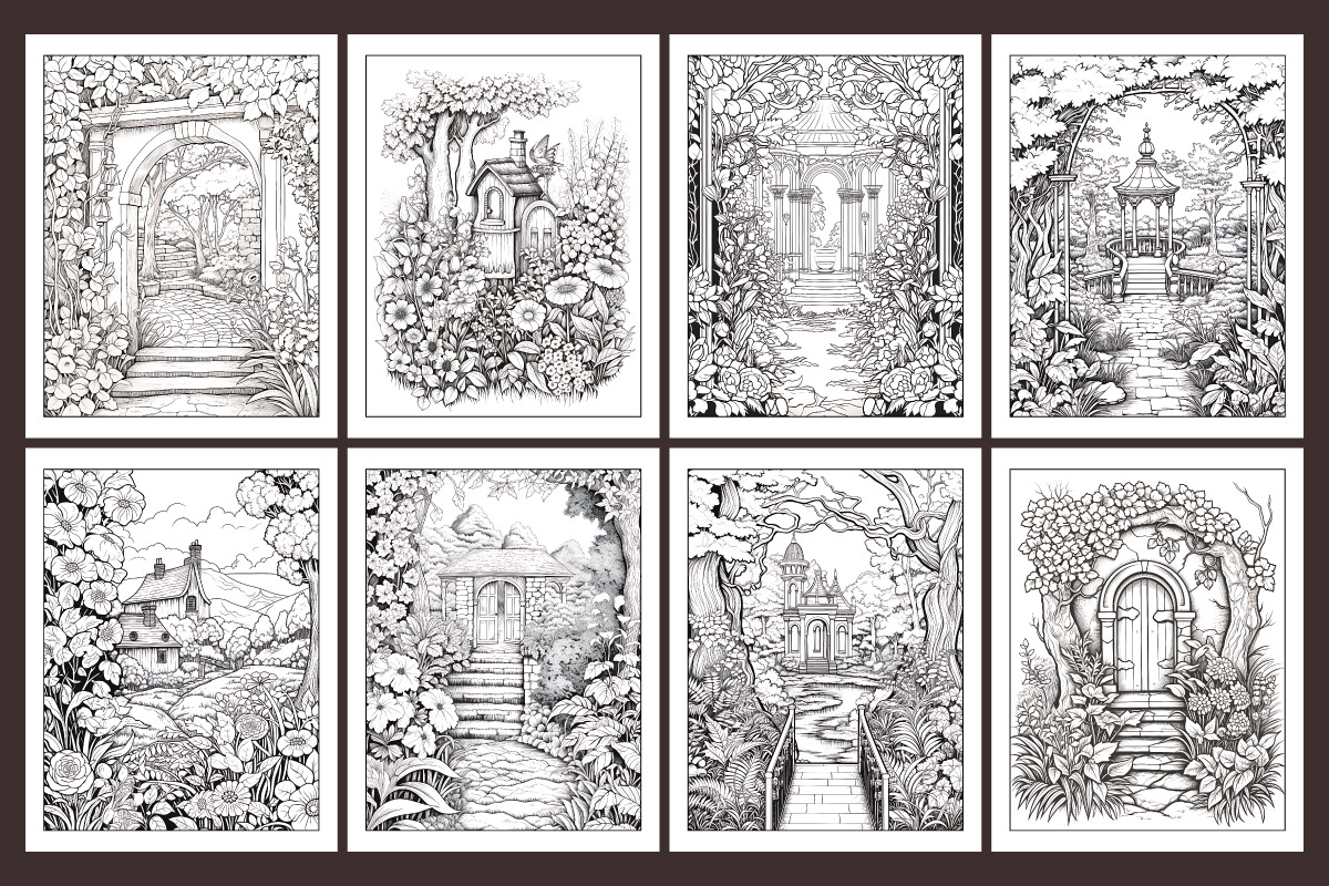 Secret Garden Coloring Pages for KDP, an Object Graphic by protabsorkar11