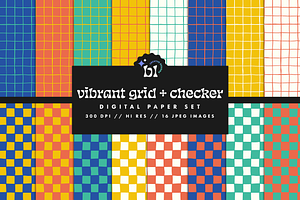 Vibrant Checker & Grid Pattern Set