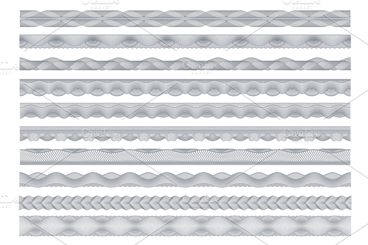 Guilloche borders, bank money, a Decorative Illustration by Vector Tradition