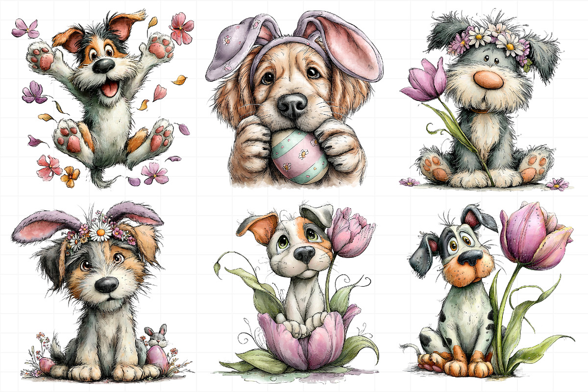 Spring Dog Clipart Set Bundle, an Illustration by Daily.Designs (Photo 6 of 7)