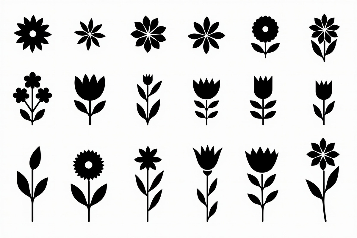 16 elegant black floral silhouettes, an Illustration by Amazin_art (Photo 9 of 17)