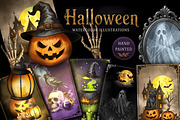 Halloween Watercolor Collection, a Seasonal Illustration by IrynaPanashii (Thumbnail 1 of 19)