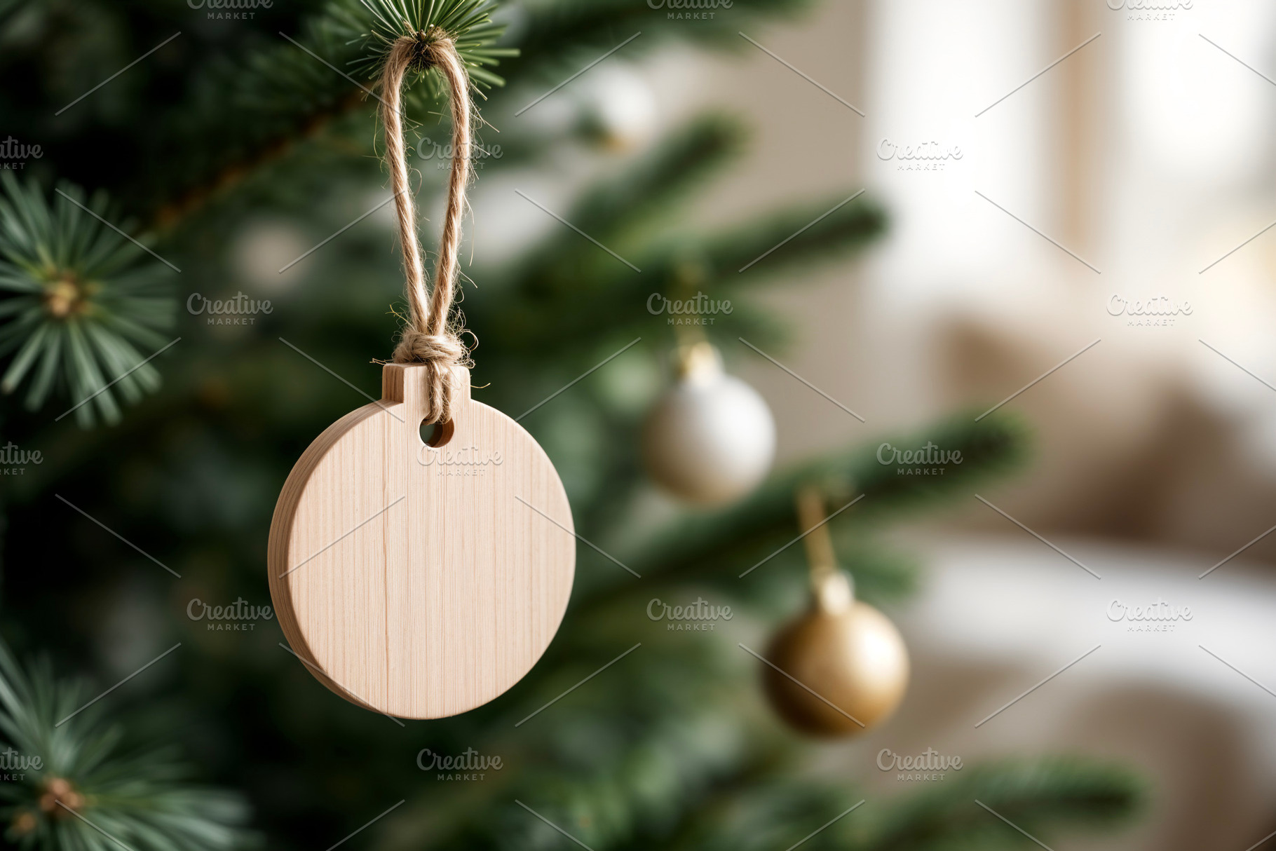 Wooden Christmas ornament hanging, a Photo by rarrarorro