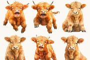 Watercolor Highland Cows Clipart, an Animal Illustration by BusyDaydesign (Thumbnail 5 of 8)