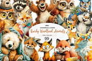 Quirky Woodland Animals Clipart, a Seasonal Illustration by CreationArt (Thumbnail 1 of 7)
