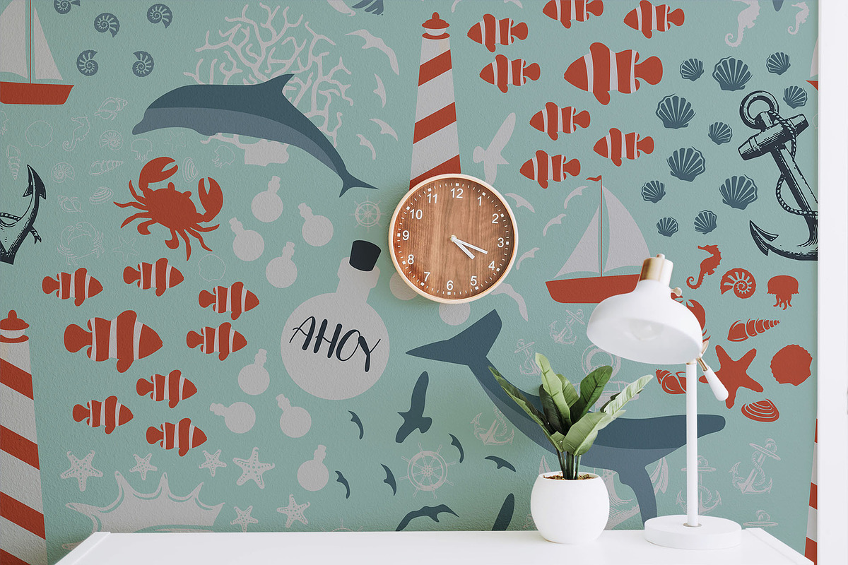 Ahoy Nautica Element, a Wallpaper Graphic by AAN Seamless Shop (Photo 3 of 6)
