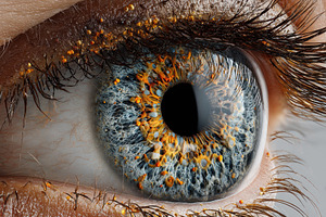Extreme Closeup Human Eye Iris Detai, a Photo by Pixeness Studio