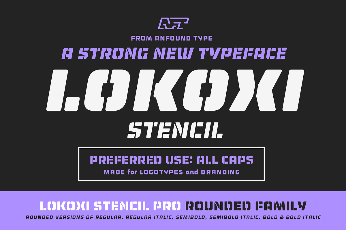 Lokoxi Stencil Pro - Rounded Family, a Sans Serif Font by Anfound Type (Photo 1 of 16)