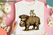 Easter Highland Cow PNG, Cute Easter, an Illustration by OK Design (Thumbnail 2 of 6)