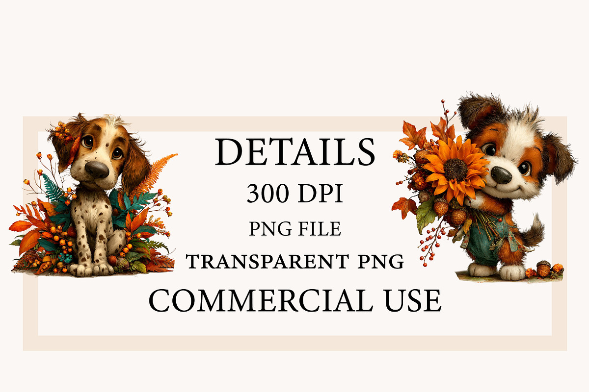 Whimsical Autumn Fall Dog Clipart, a Seasonal Illustration by Designworld (Photo 4 of 9)