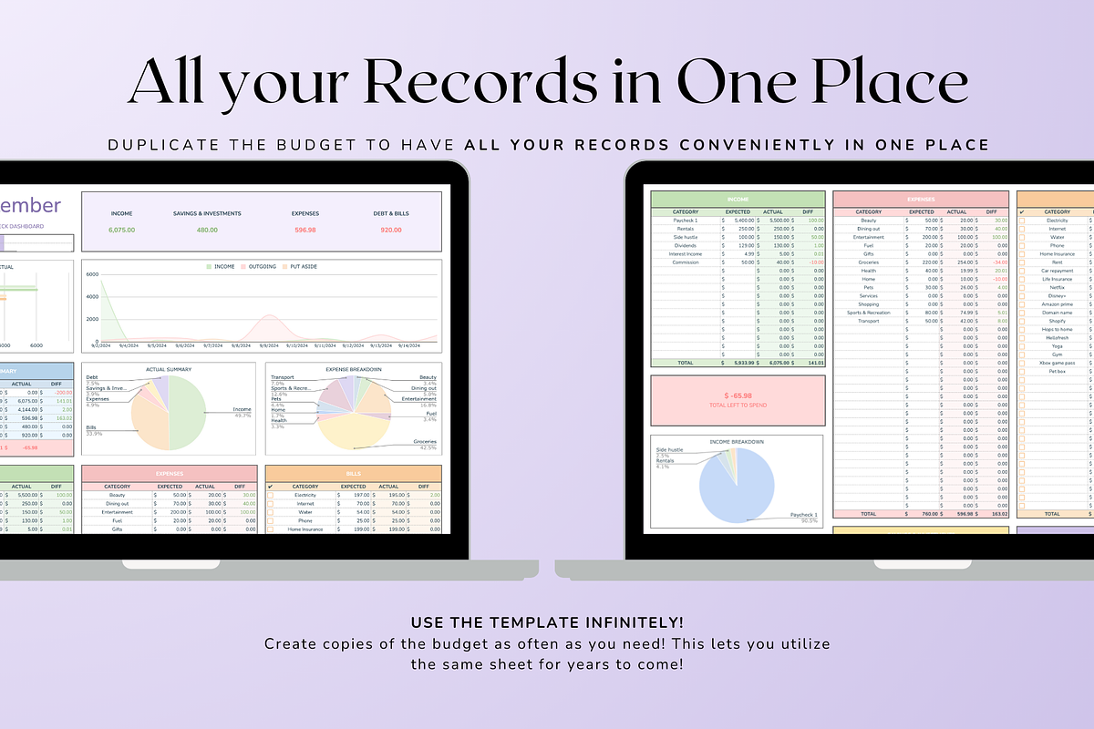 Simple Paycheck Budget - Pastel, a Templates & Theme by The Creative Plans co (Photo 8 of 10)