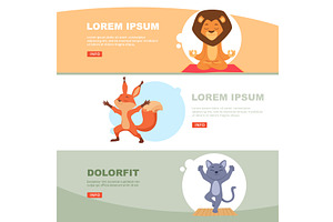 Yoga. banners template with wild, an Animal Illustration by Onyx
