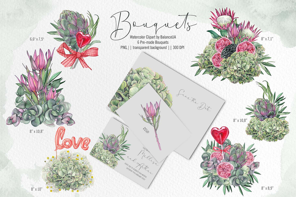 Floral Watercolor clipart, Love, a Decorative Illustration by BalanceUA (Photo 2 of 12)