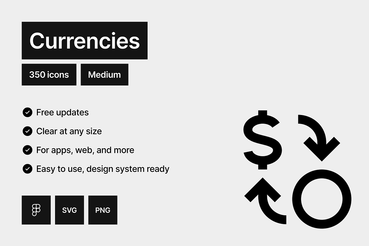 Currencies Medium - 350 icons, an Outline Icon by Pictomate (Photo 7 of 7)