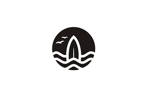 Surfboard Sea Wave Summer Surf Logo