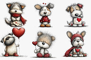 valentine dog clipart bundle, an Illustration by CreationArt (Thumbnail 4 of 5)