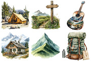 Watercolor Summer Mountain Clipart, an Illustration by Craft Nest (Thumbnail 4 of 6)