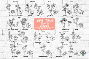 Birth Month Flowers Svg Bundle