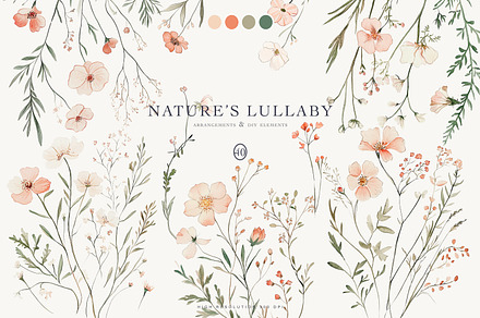 watercolor wildflower clipart set, a Decorative Illustration by Patishop Art