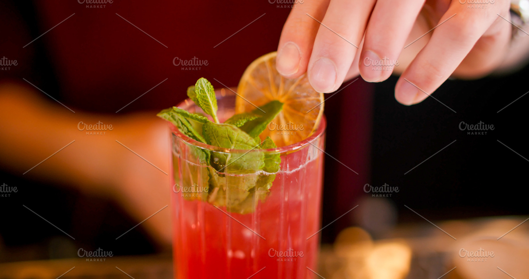 Garnishing beverage ice mint cocktail bartender, a Food & Drink Photo by Photo Drive Studio