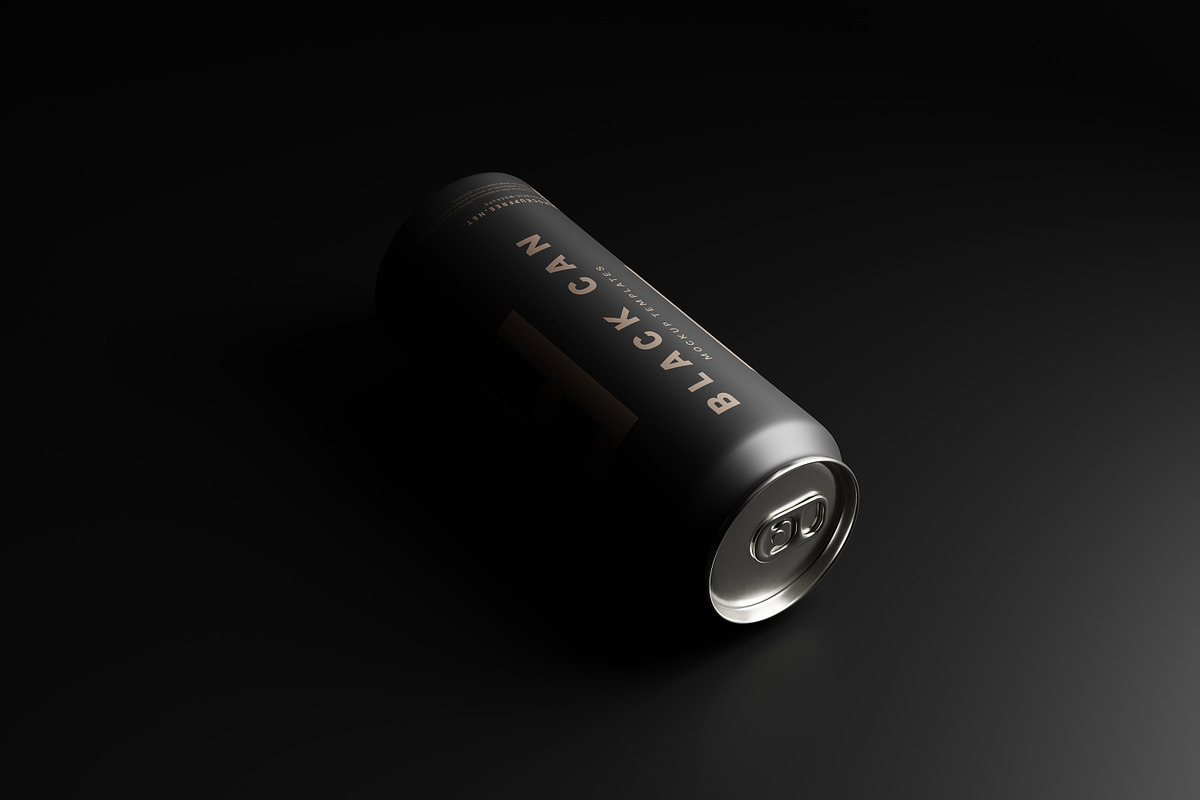 Black Soda or Beer Can Mockups, a Packaging Mockup by MockupFree.Net (Photo 2 of 15)