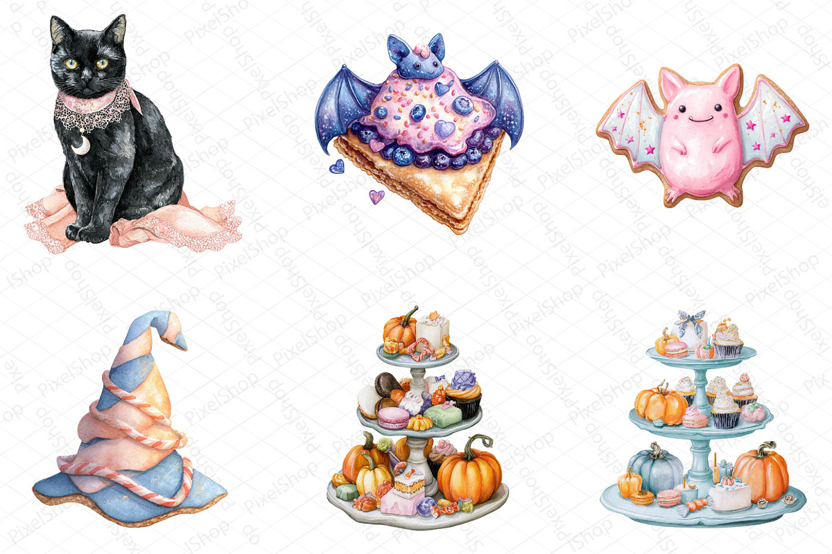 Pastel Halloween Tea Party Clipart, an Illustration by DreamPrint404 (Photo 3 of 5)