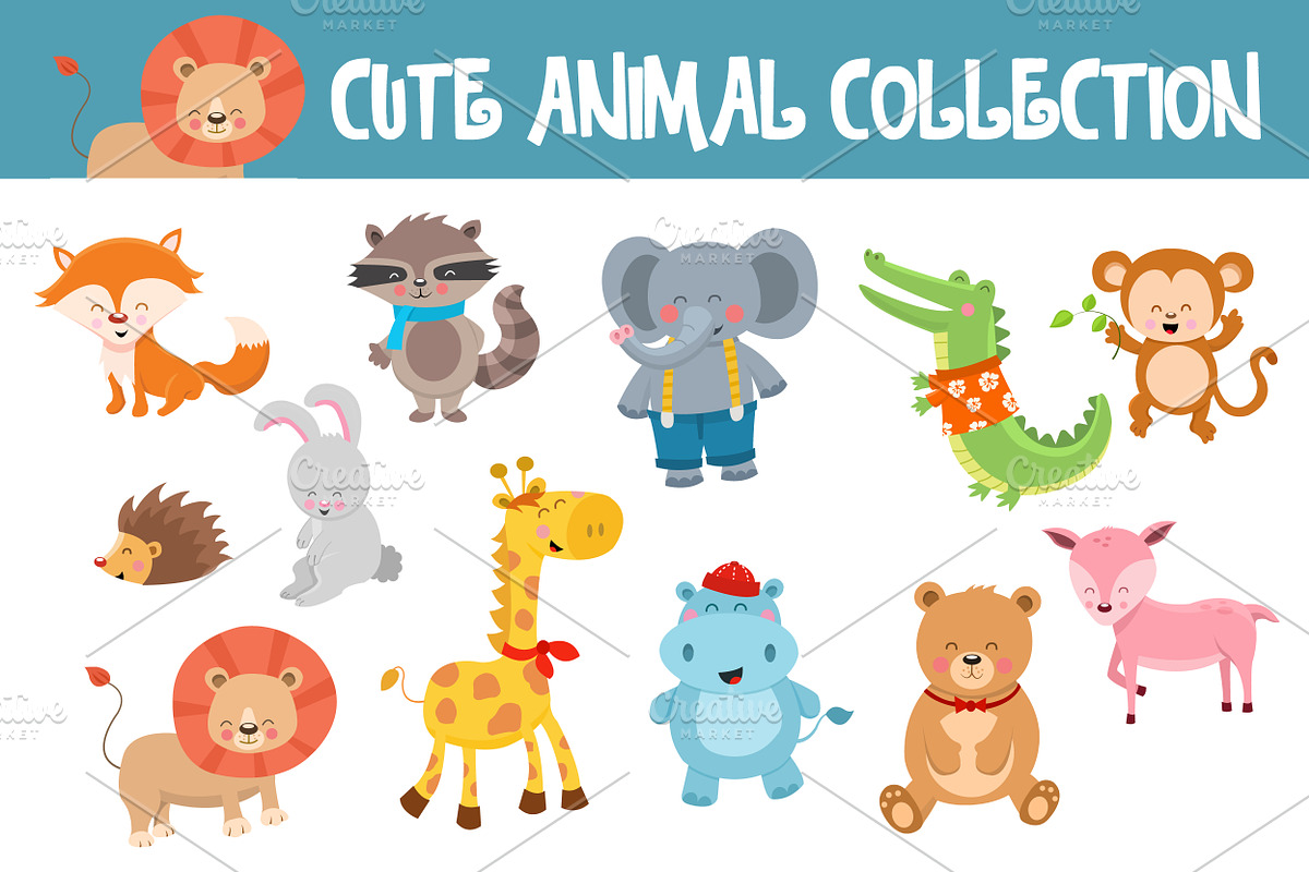 Cute Animal Collection, an Illustration by pinipin